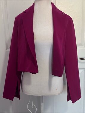 ASOS Cropped Open-Front Blazer Jacket - Magenta